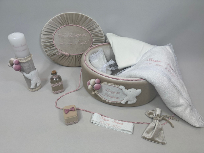 Trusou botez la cufar din catifea si lumanare Luxury [3]