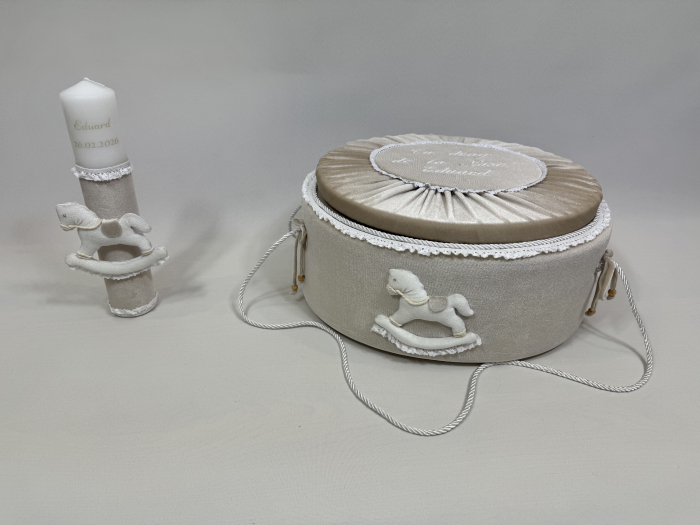 Trusou botez la cufar din catifea si lumanare Luxury [7]