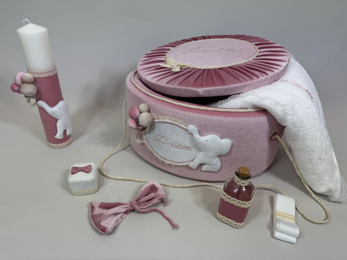Trusou botez la cufar din catifea si lumanare Luxury [5]
