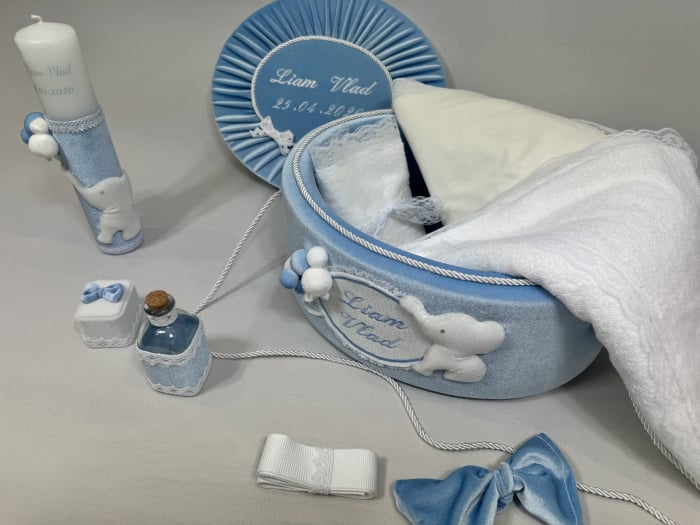 Trusou botez la cufar din catifea si lumanare Luxury [4]