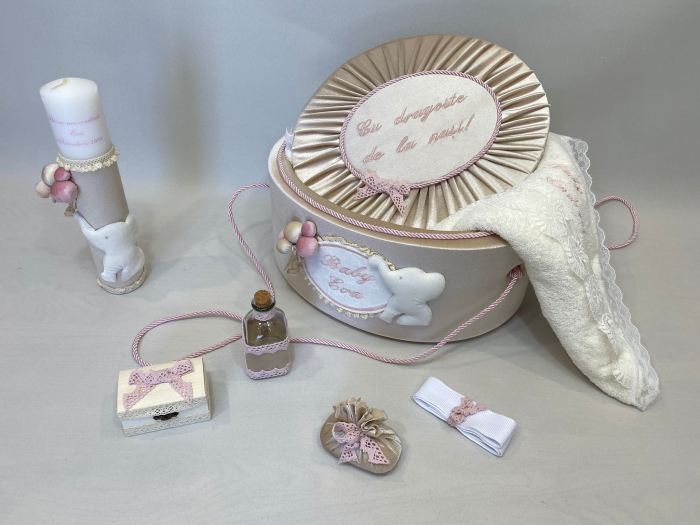 Trusou botez la cufar din catifea si lumanare Luxury [3]