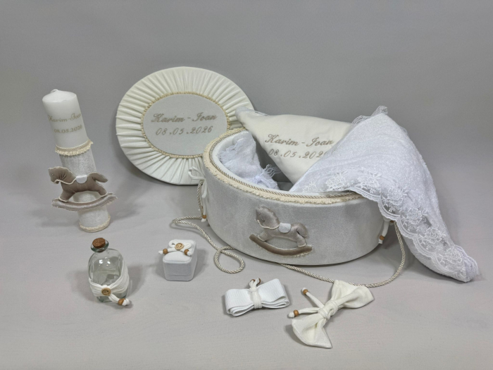 Trusou botez la cufar din catifea si lumanare Luxury [2]