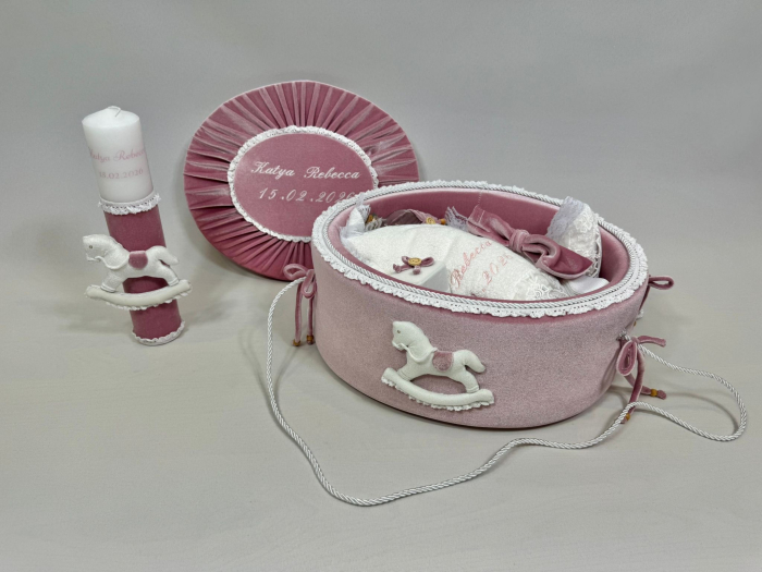 Trusou botez la cufar din catifea si lumanare Luxury [4]
