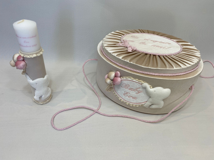 Trusou botez la cufar din catifea si lumanare Luxury [5]