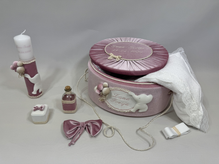 Trusou botez la cufar din catifea si lumanare Luxury [2]