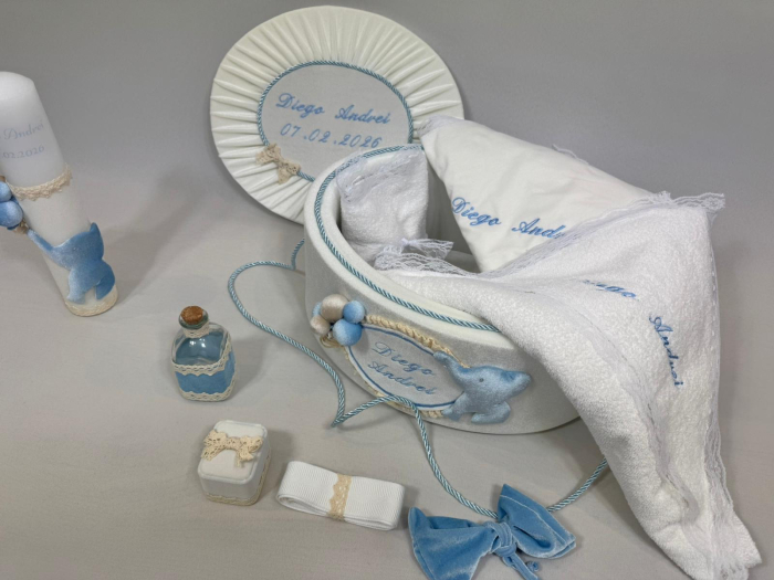 Trusou botez la cufar din catifea si lumanare Luxury [5]