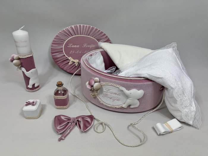 Trusou botez la cufar din catifea si lumanare Luxury [3]