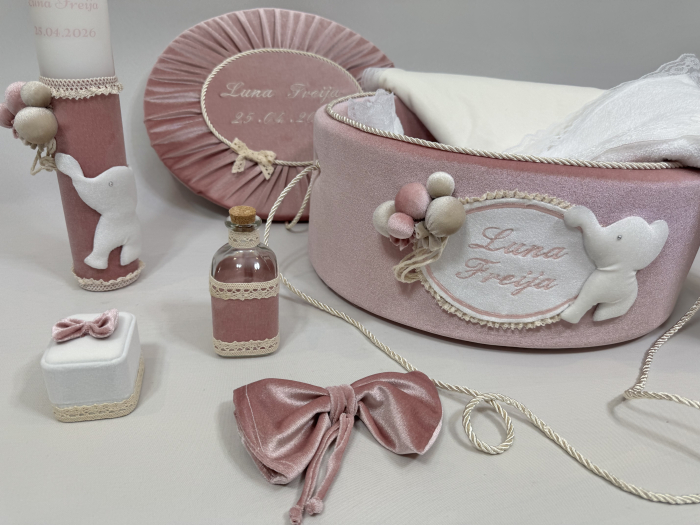 Trusou botez la cufar din catifea si lumanare Luxury [4]