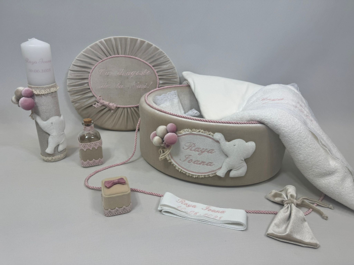 Trusou botez la cufar din catifea si lumanare Luxury [2]