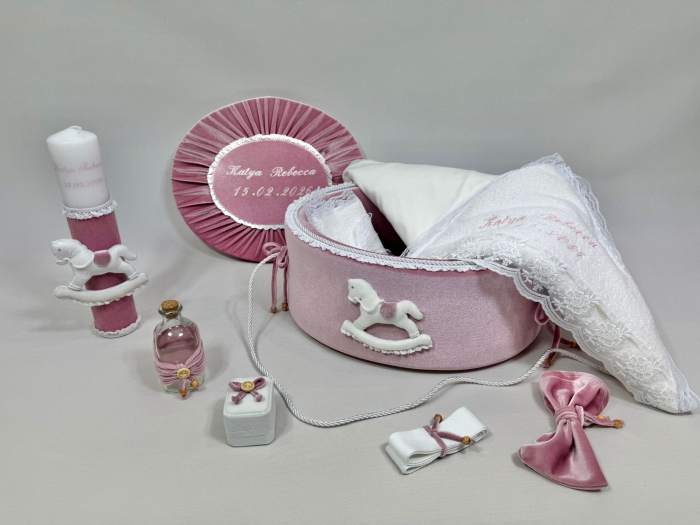 Trusou botez la cufar din catifea si lumanare Luxury [2]