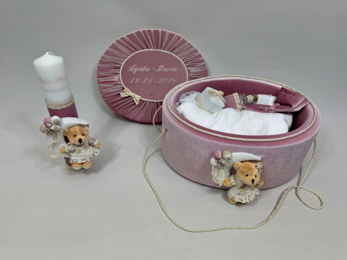 Trusou botez la cufar din catifea si lumanare Luxury [5]