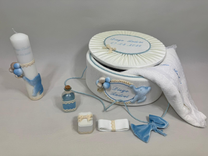 Trusou botez la cufar din catifea si lumanare Luxury [3]