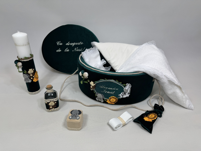 Trusou botez la cufar din catifea si lumanare Luxury [2]