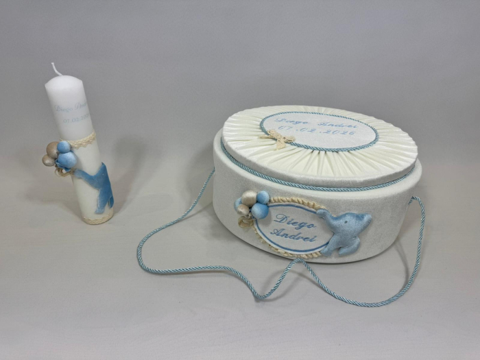 Trusou botez la cufar din catifea si lumanare Luxury [6]