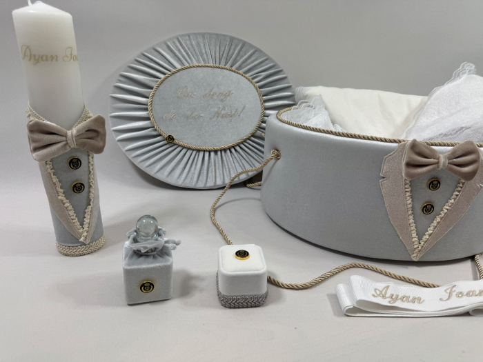 Trusou botez la cufar din catifea si lumanare Luxury [4]