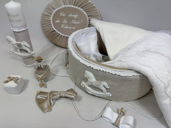 Trusou botez la cufar din catifea si lumanare Luxury [3]