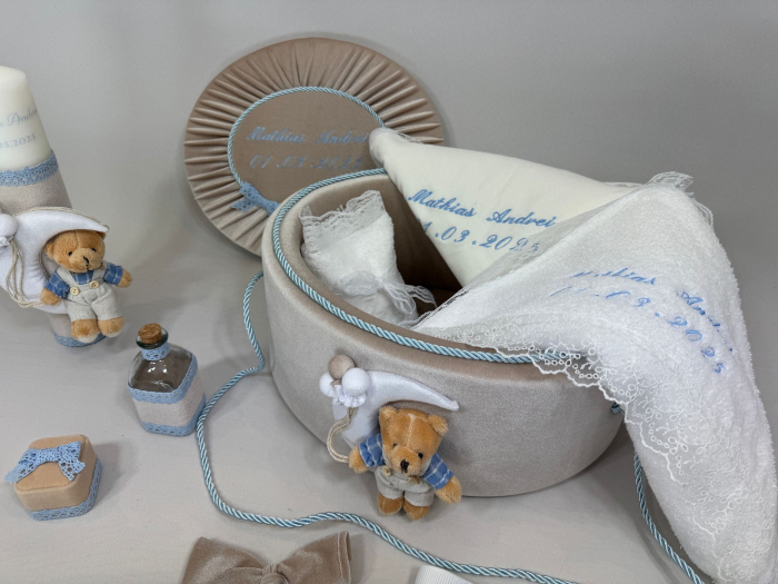 Trusou botez la cufar din catifea si lumanare Luxury [3]