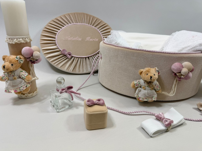 Trusou botez la cufar din catifea si lumanare  Premium [2]