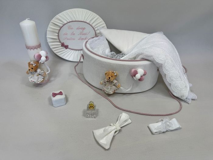 Trusou botez la cufar din catifea si lumanare Premium [2]