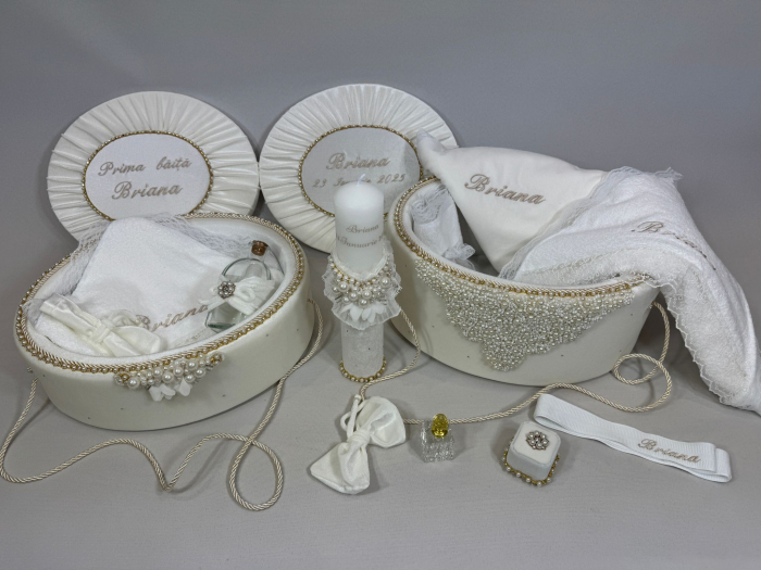 Set trusou botez cu lumanare+ Set prima baita Glamour [2]