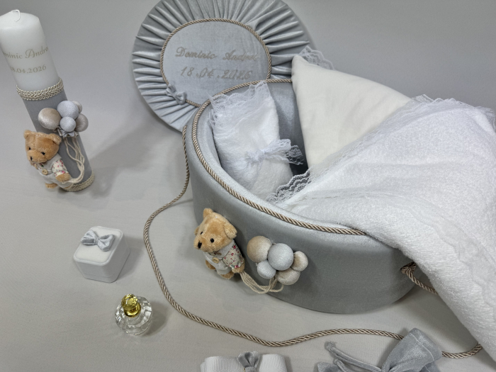 Trusou botez la cufar din catifea si lumanare Premium [4]