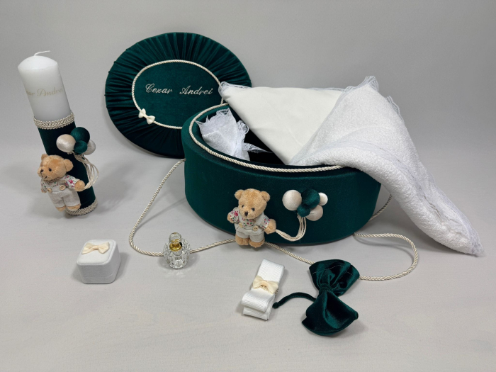 Trusou botez la cufar din catifea si lumanare  Premium [2]