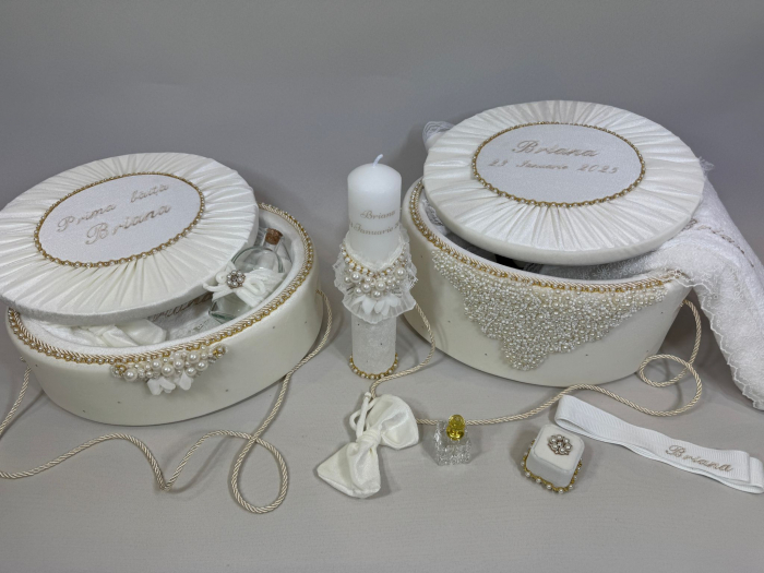 Set trusou botez cu lumanare+ Set prima baita Glamour [4]
