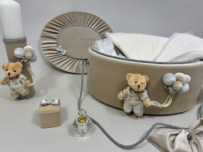 Trusou botez la cufar din catifea si lumanare  Premium [3]