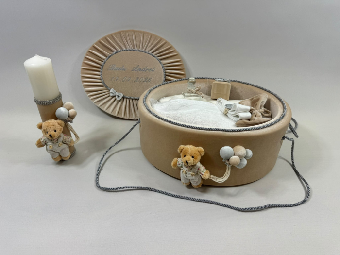 Trusou botez la cufar din catifea si lumanare  Premium [4]