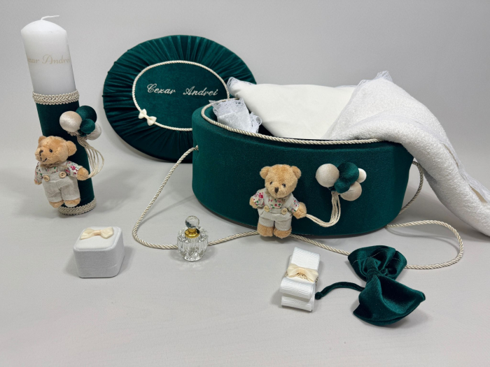 Trusou botez la cufar din catifea si lumanare  Premium [1]