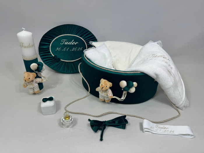 Trusou botez la cufar din catifea si lumanare  Premium [2]
