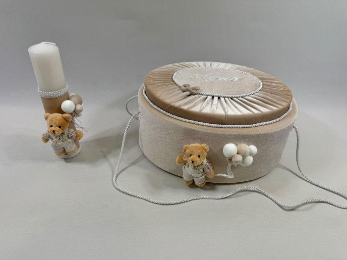 Trusou botez la cufar din catifea si lumanare Premium [5]