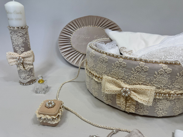 Trusou botez la cufar din catifea si lumanare Glamour [5]