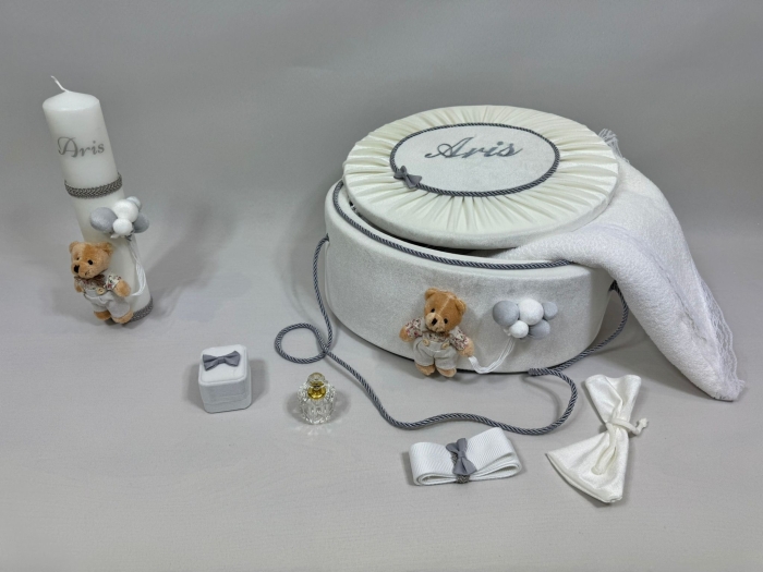 Trusou botez la cufar din catifea si lumanare Premium [5]