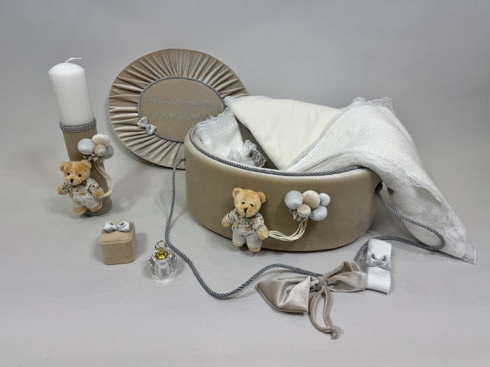 Trusou botez la cufar din catifea si lumanare  Premium [2]