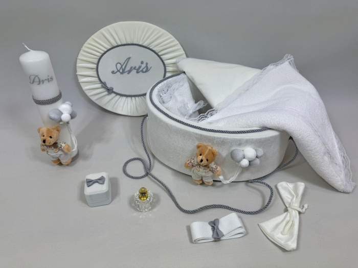 Trusou botez la cufar din catifea si lumanare Premium [2]