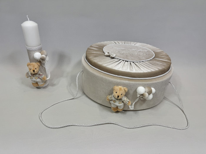 Trusou botez la cufar din catifea si lumanare Premium [2]