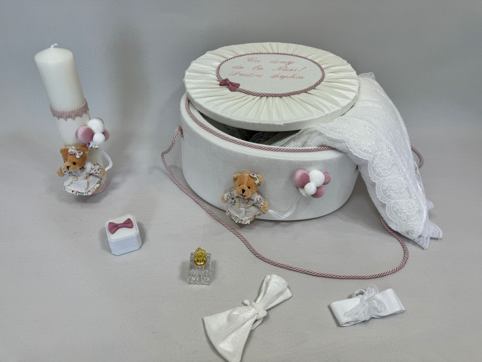 Trusou botez la cufar din catifea si lumanare Premium [5]