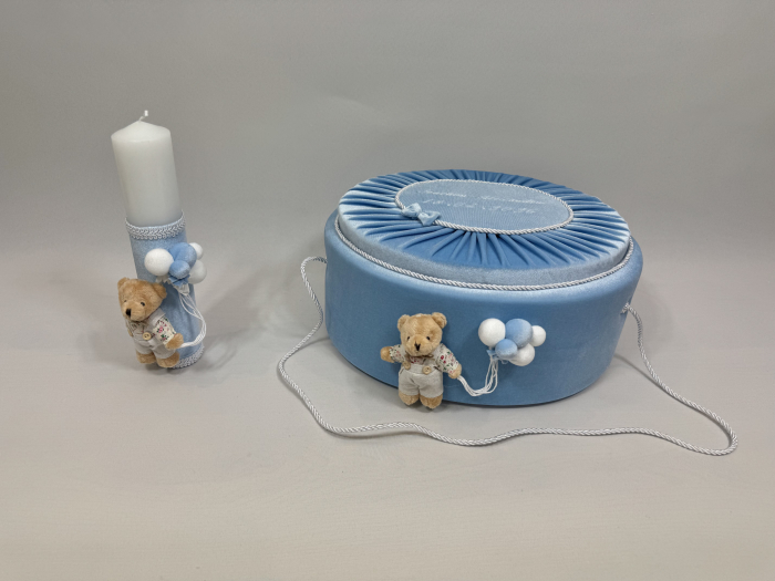 Trusou botez la cufar din catifea si lumanare Premium [6]