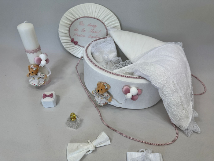 Trusou botez la cufar din catifea si lumanare Premium [3]