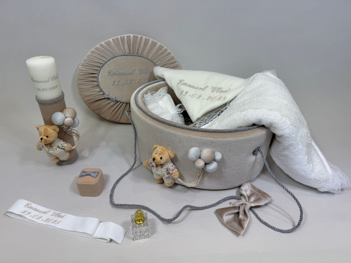 Trusou botez la cufar din catifea si lumanare  Premium [2]