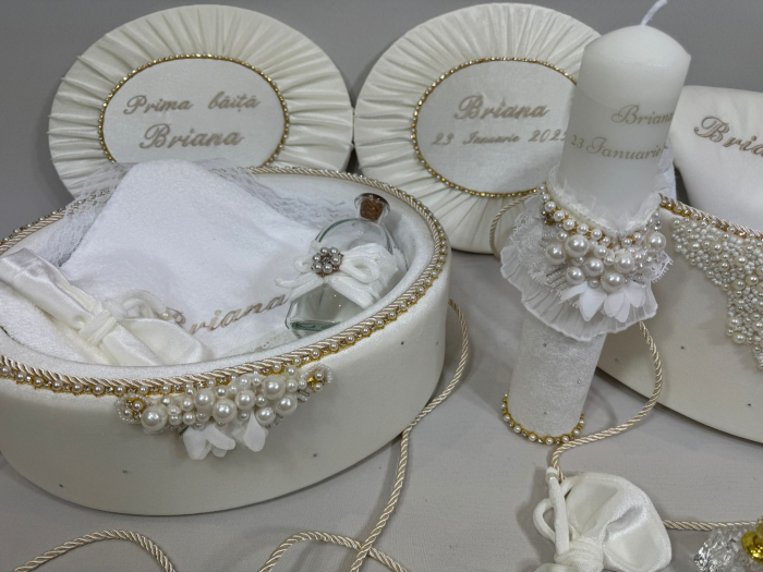 Set trusou botez cu lumanare+ Set prima baita Glamour [5]