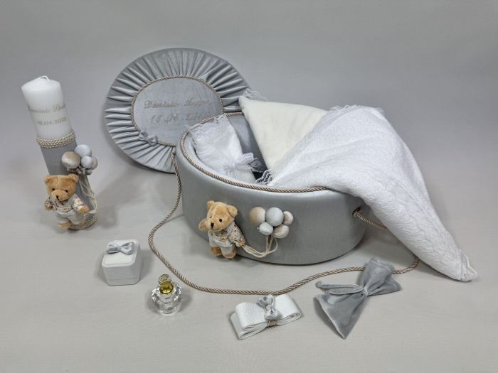 Trusou botez la cufar din catifea si lumanare Premium [2]