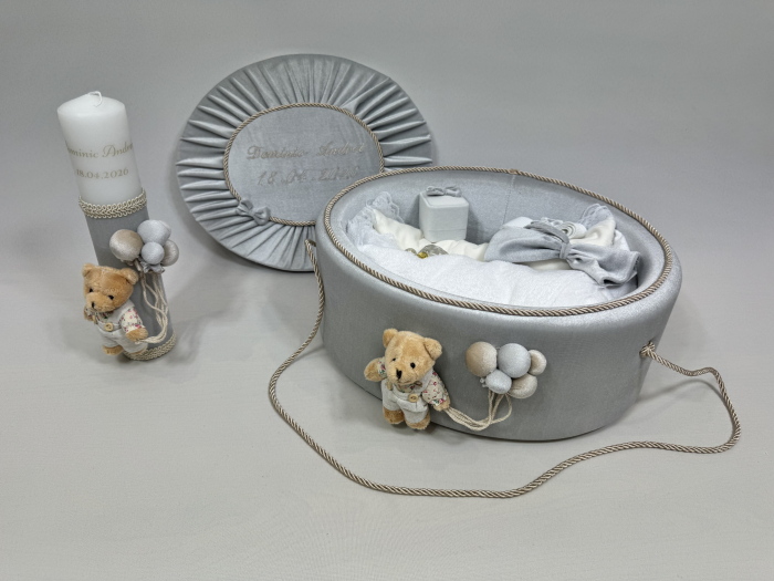 Trusou botez la cufar din catifea si lumanare Premium [5]