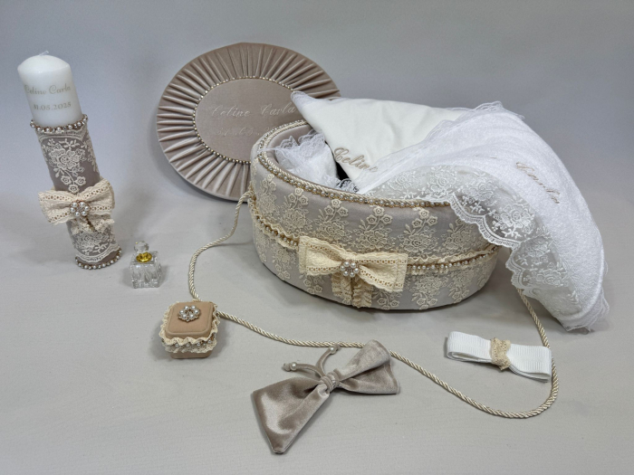 Trusou botez la cufar din catifea si lumanare Glamour [3]