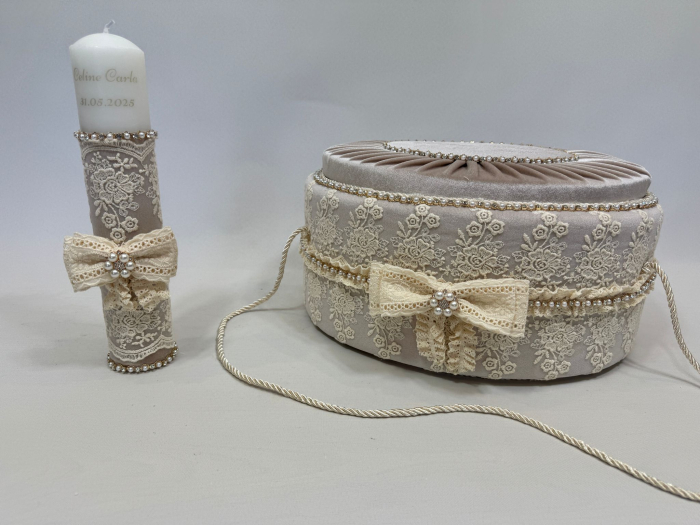 Trusou botez la cufar din catifea si lumanare Glamour [9]