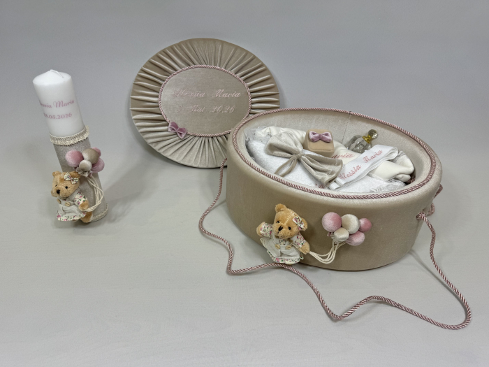 Trusou botez la cufar din catifea si lumanare  Premium [4]