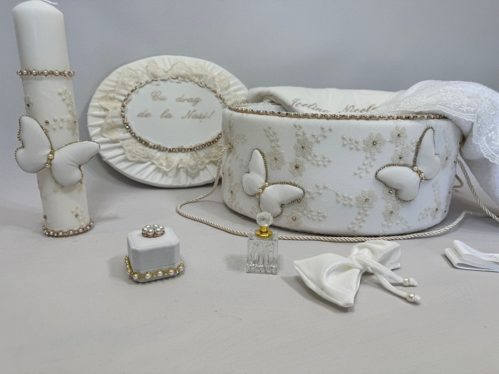 Trusou botez la cufar din catifea si lumanare Glamour [2]