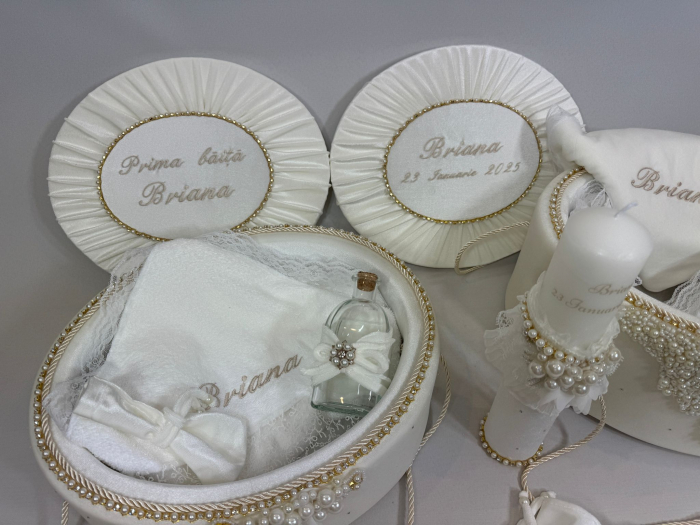 Set trusou botez cu lumanare+ Set prima baita Glamour [7]