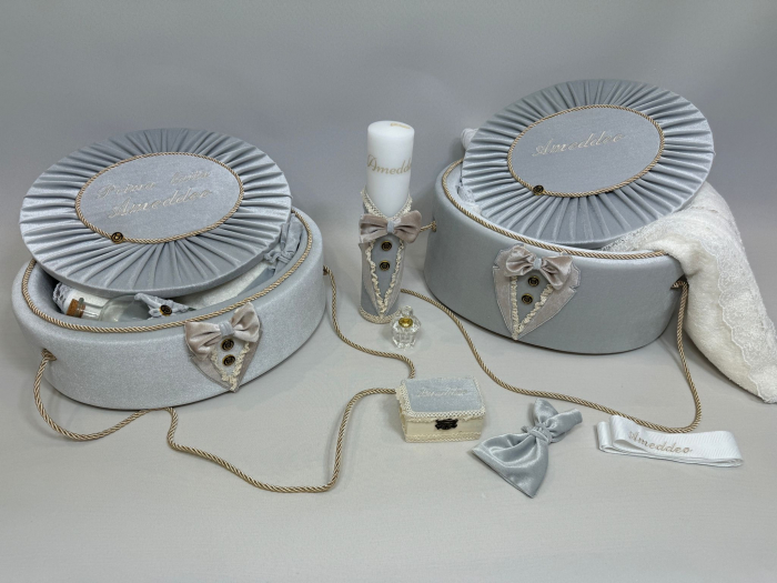 Trusou botez la cufar din catifea si lumanare + Set de Prima  Baita Deluxe [6]